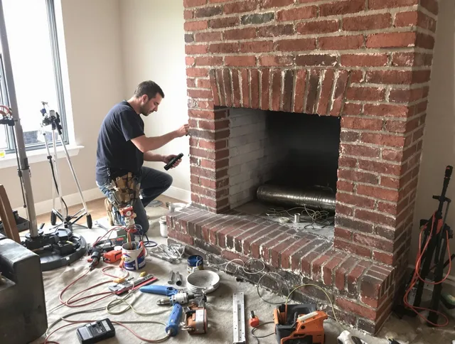 Georgetown Chimney Sweep specialist finalizing chimney liner service in Georgetown, GA