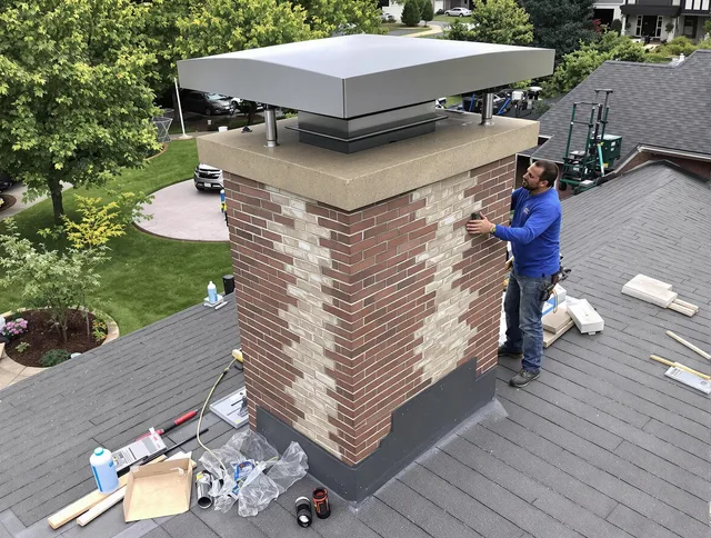 Georgetown Chimney Sweep team working on a custom chimney remodel in Georgetown, GA