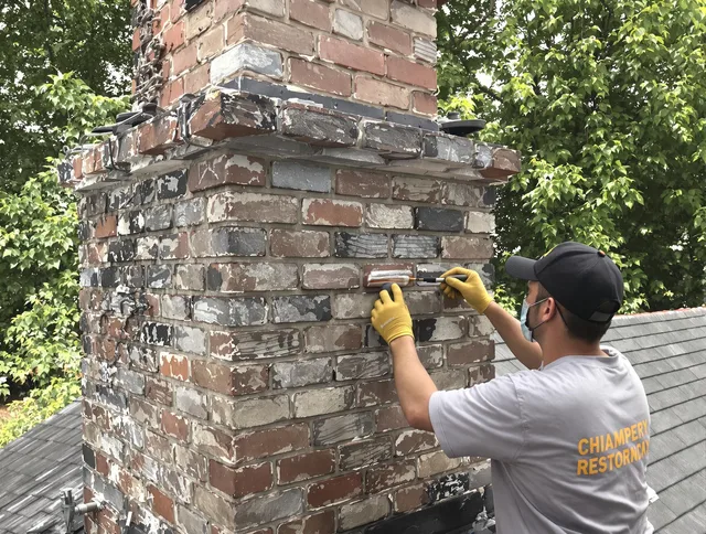In-progress chimney restoration by Georgetown Chimney Sweep in Georgetown, GA