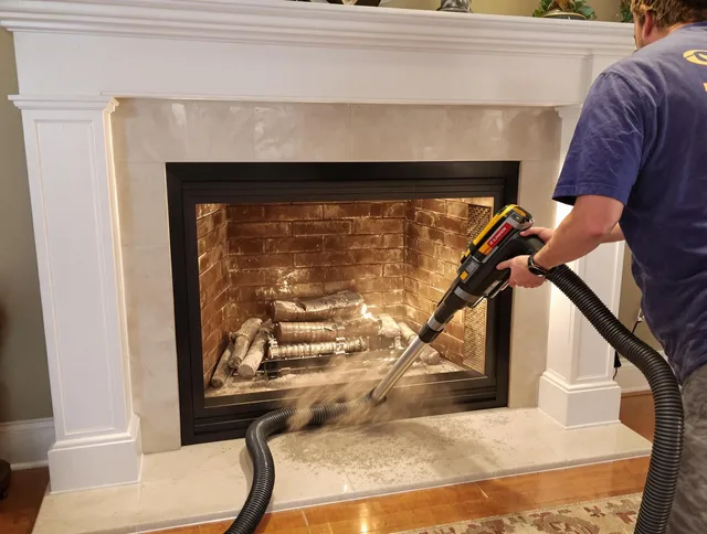 Fireplace cleaning performed by Georgetown Chimney Sweep in Georgetown, GA
