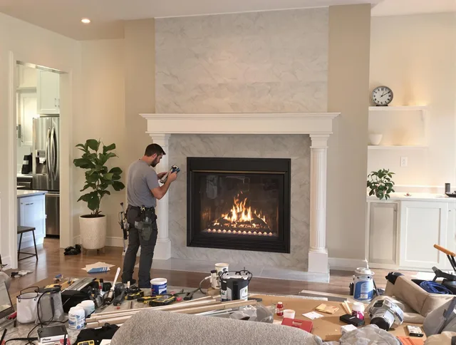 Newly installed fireplace by Georgetown Chimney Sweep in Georgetown, GA